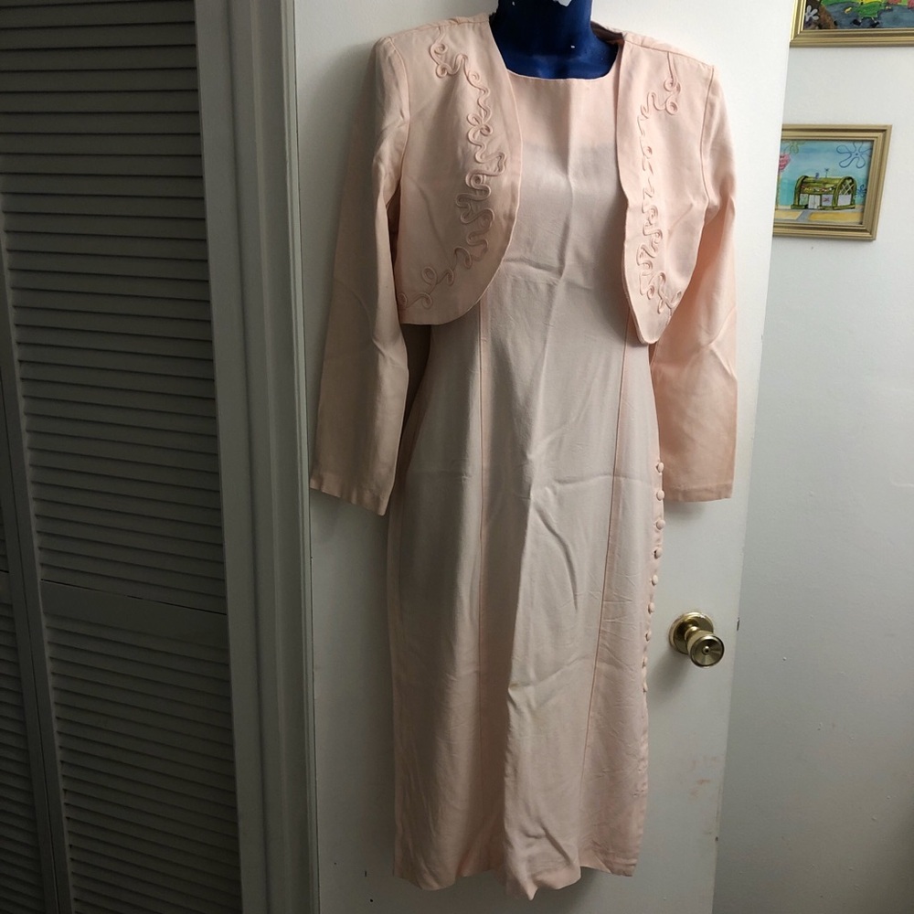 Unique vintage dress with embroidered details cropped blazer 2-piece set